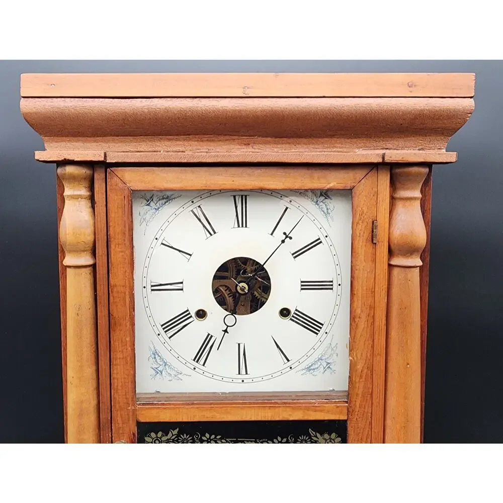 Antique Seth Thomas OG Clock w/ Andrew Jackson Glass, Key & Pendulum